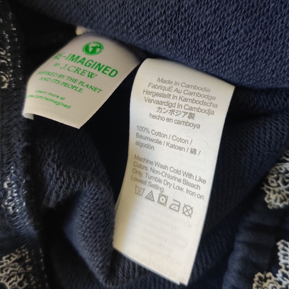 J. Crew University Terry Drawstring Sweatpants in Paisley Bunch Navy Blue - Picture 6 of 7